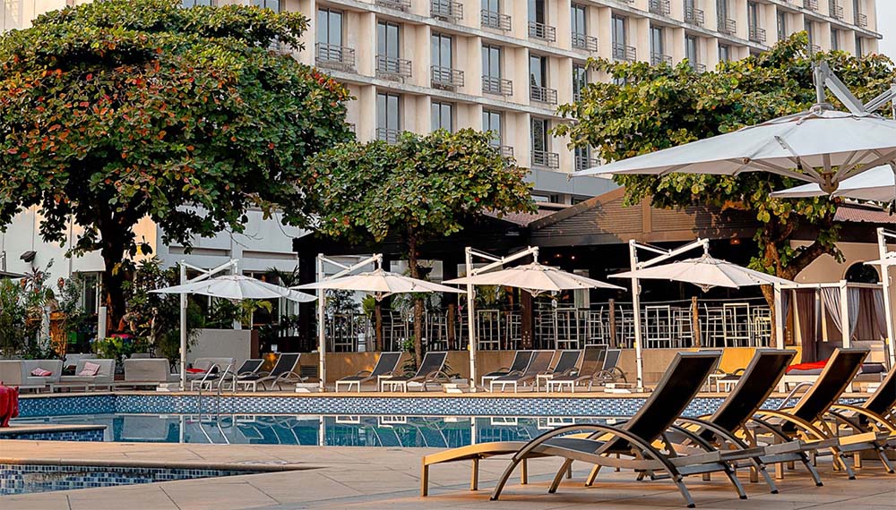 Poolside Sun Loungers in Hotel