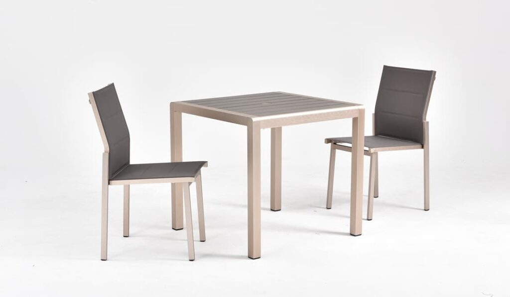 Brushed Aluminium Dining Table and Chairs