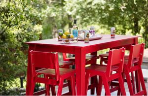 outdoor dining furniture bar table & stools-wholesale factory-6. made trade red bar stool & table set