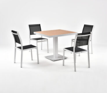 Aluminum Dining Table and 4 Sling Chairs Erica & Joe